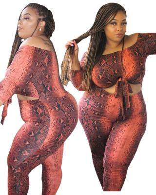 China Plus Size Women Clothing Designers Style Sexy Snake Print Tie Cutout Jumpsuit for sale