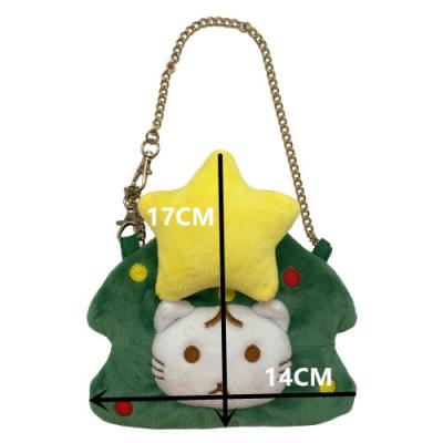 China High Quality Cute Christmas Tree Shape Plush Toy Promotion Kids Mini Pouch With Chain Shoulder Bag for sale