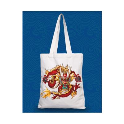 China Custom Reusable Travel Handbags Handled Casual Shopping Bag Unisex Logo Chinese Style Print Canvas Tote Bag Grocery Daily Use for sale