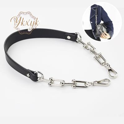 China New Genuine Leather Fiber Band Chain Bag Handle Shoulder Strap High Sense High Sense Luxury DIY Decompression Silver Black Accessories for sale