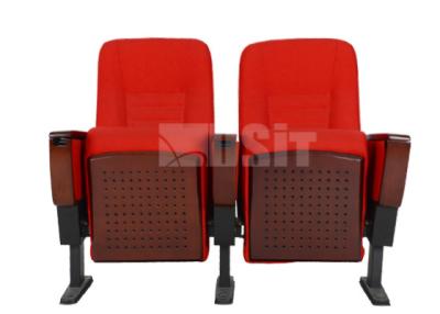 China Luxurious Theater Padded Church Chairs With Folded Tablet / Solid Wood Armrest for sale