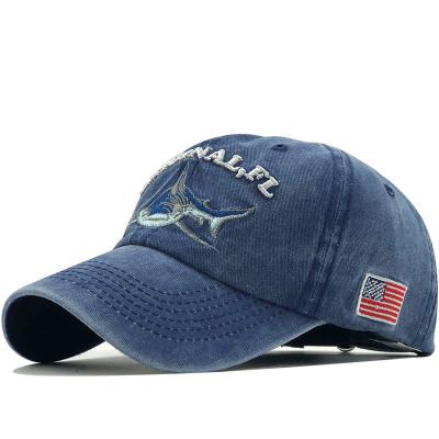 China JOINT Fashion Fishing Baseball Trucker's Shark Embroidery Cotton Hats For Summer And Spring for sale