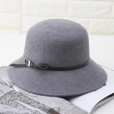 China Picture 2021 winter elegant women's quality simple bell wool felt hat new for formal garment belt decoration for sale