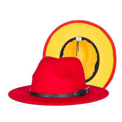 China European and American style top hat autumn and winter contrast shape Jazz Hat Simple and popular color flat hat factory wholesale customization for sale