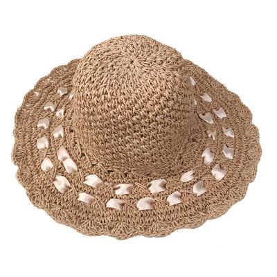 China 2021 New Product Wholesale Female Sunshade Dome Character Springs With Flat Gutters And Big Gutters Beach Summer Outdoor Straw Hats for sale