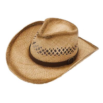 China Raffia Straw Men and Western Hat European and American Straw Hat Manufacturer Unisex Lafite Grass Women's Cowboy Hat Sun Visor Beach Hat for sale