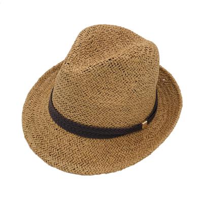 China Spring and Autumn Handmade Double Knitting Natural Men&'s Outdoor Grass and Summer S Light Coffee Color Jazz Hat Manufacturer for sale