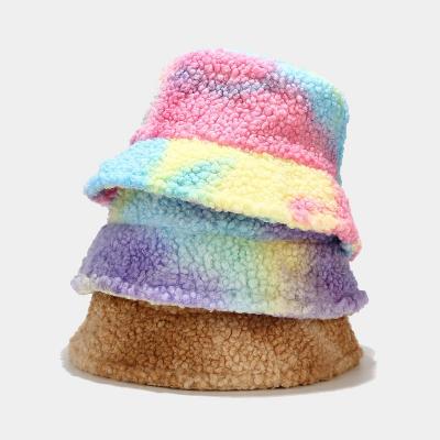 China CIS Style Tied Dyed COMMON Fisherman Hat Autumn Newly and Winter Lamb Plush Basin Hat Bucket Hat for sale