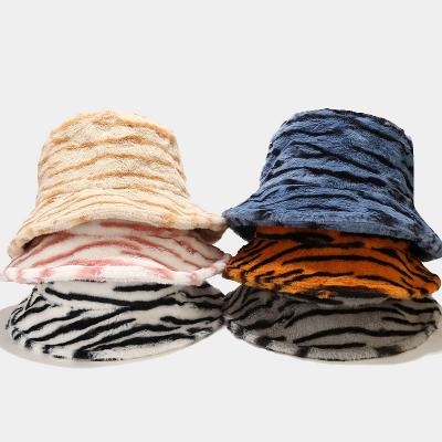 China Japan And Amazon Korean Style New Patterns Fall / Winter Thickened Fisherman Hats Fashion Striped Plush Warm Bucket Hats for sale