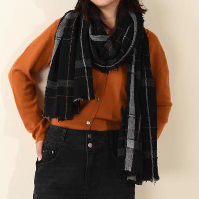 China Inner Mongolia origin 200 retro leisure long pleated plaid scarf by water soluble wool in stock for sale