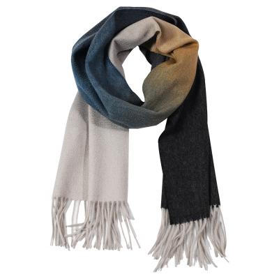 China Original Inner Mongolian Pure Long Cashmere Jacquard Gradient Water Ripple Shawl Simple Scarf for sale