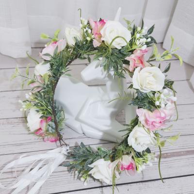 China European and American Forest Series Bridal Flower Crown Rose hair accessories Bridal Hair Flower Headband spring style for the photo for sale