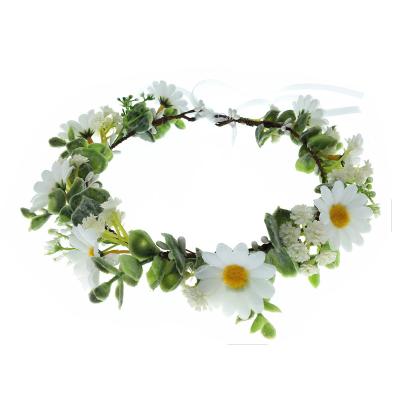 China Daisy Handmade Flower Headbands Crowns European and American Style Cool Seaside Holiday Wreath Headwear Beach Accessories for sale