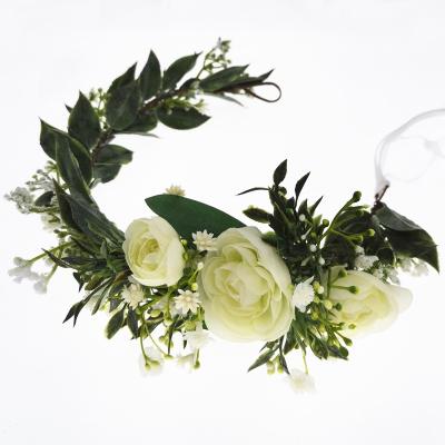 China European and American style handmade wedding leaf flower wreath photography artificial flower bridal green headband for wedding for sale