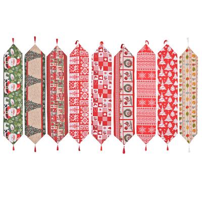 China New Polyester Christmas Decoration Newly Cotton Christmas Table Flag Creative Christmas Tablecloth Table Decoration for sale