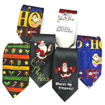 China High Grade Customizable Polyester Christmas Tie Polyester Printed Fabric For Man Christmas Tie for sale