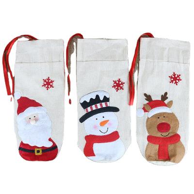 China Newly Woolen Pile Christmas Wine Bottle Santa Claus Elks Snowman Elk Wine Bag Household Items Christmas Decorations for sale