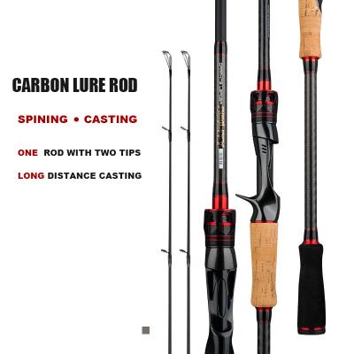 China Carbon Carbon Lure Casting Rod Spinning Rod Two Tips M/MH Seabed Throwing Rod for sale