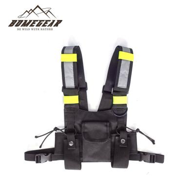 China Lightweight Universal Radio Harness Chest Rig Bag Pocket Pack Holster Invest Fluorescent Green For Two Way Radio for sale