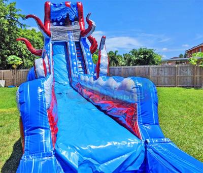 China Outdoor Bouncy Water House Inflatable Water Slide Castle Entertainment Inflatable Water Slide Bounce With Pool for sale