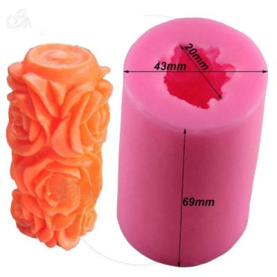 China Disposable Handmade Clay Chocolate Candy Cake Decorating Rose Flower Silicone Candle Mold Soap Tool for sale