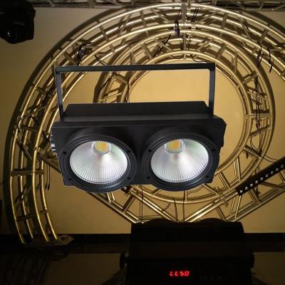 China Variable speed (1-30Hz) two eyes dmx 200W dc or white led wc cob assist stage blinder light for sale