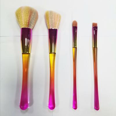 China Angular Blush Neon Orange Makeup Brush Set Professional Cosmetics Brush Nylon Hair Make Up Brushes for sale