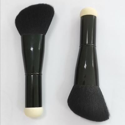 China Black Cheeks Single Contour Blush Makeup Brush Double End Makeup Brushes Latex Free Sponge Brush for sale