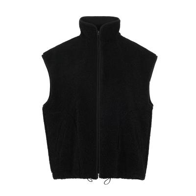 China New Arrival OEM Viable Casual Warm Sleeveless Zipper Synthetic Sherpa Vest With Pockets For Winter for sale