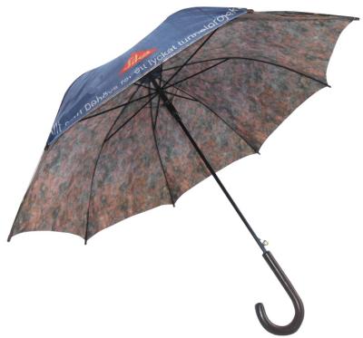 China New Custom Full Color Printing Financial Institutions Golf Umbrella Promotional Outdoor Umbrella for sale