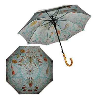 China Polyester Handle Paper Printing Bamboo Umbrella for sale