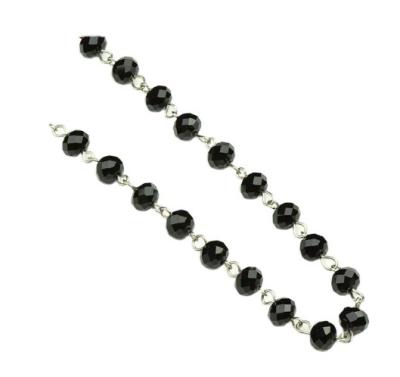 China Decor Rosary Linked Faceted Black Color Crystal Glass Beads Chain Necklace for sale