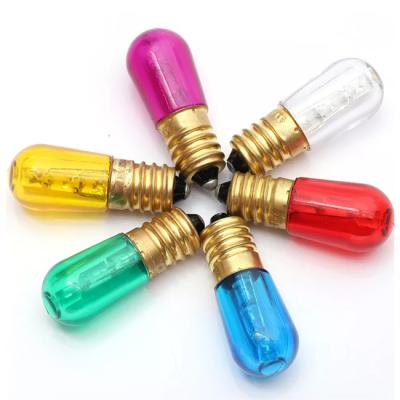 China Christmas Light Purple Halogen Filament Papaya Christmas Light 1W E14 Brass Yellow Green Blue Red Light Colorful Brass Base Lamp Bulb With Plug for sale