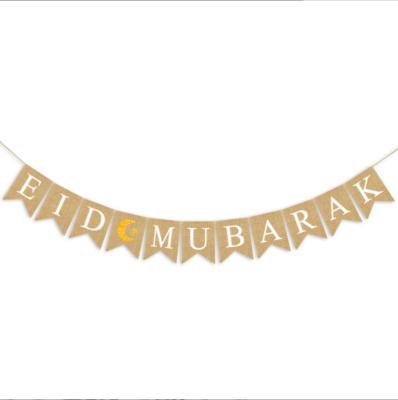 China 100% Superwin Eco-friendly Ramadan Mubarak Linen Banner Eid Festival Ramadan Decoration Hanging Garlands Islamic Muslim For Home Party Supplies for sale