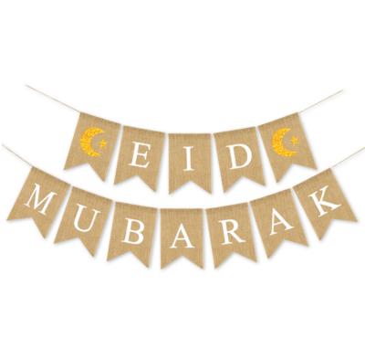 China 100% Eco-Friendly Backdrops from Superwin 12pcs Ramadan Mubarak Linen Banner Ramadan Decoration Eid Festival Muslim Islamic Hanging for sale