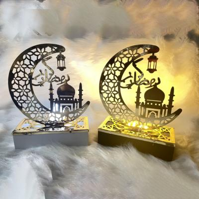 China 2022 Ramadan Tree Moon Wooden Desktop Decorations Superwin LED Ramadan Light Eid Mubarak Festival Stuff Decorations for sale