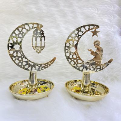 China 2022 Festival Stuff Superwin Eid Mubarak Decoration LED Ramadan Light Ramadan Tree Moon Metal Desktop Decorations for sale