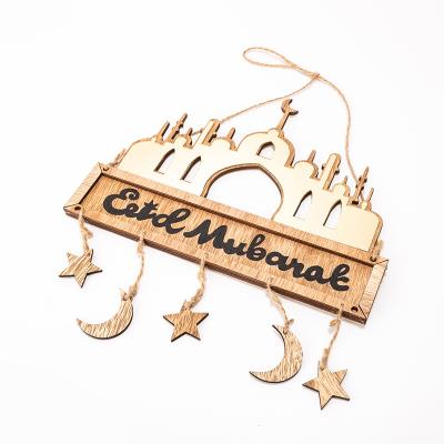 China Superwin Art Ramadan Crescent Pattern Wall Home Crafts Running Eid Mubarak Wall Hanging Wooden Decoration Festival Stuff Decoration for sale