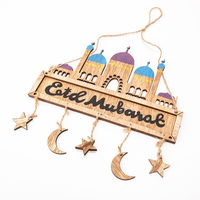 China Superwin 5 Designs Festival Stuff Ramadan EID Islamic Wall Hanging Moon Party Supplies Decor Moon Wooden Ornament for sale