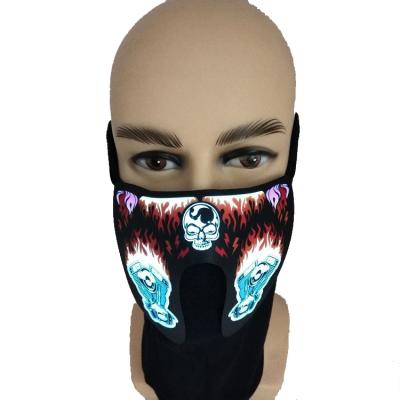 China Hot Selling Amazon EL Party Mask Luminescent Light Up EL Panel Led Sound Reactive Mask For DJ Praise Party Event Festival Case Print Halloween for sale