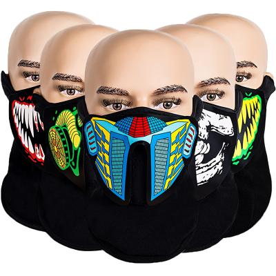 China Hot Selling Amazon EL Party Mask Luminescent Light Up EL Panel Led Sound Reactive Mask For DJ Praise Party Event Festival Case Print Halloween for sale