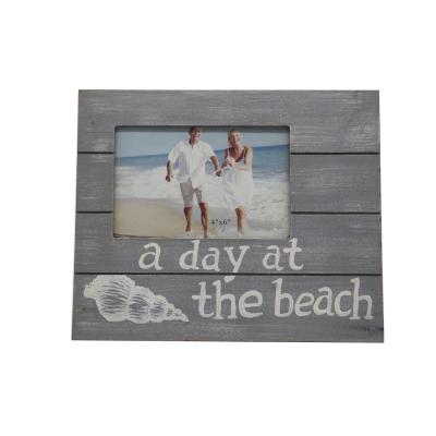 China New 4*6 High Quality Distressed Wood Picture Frame MDF Frame Home Decorative Picture Frame Gray Beach Photo Home Decor for sale