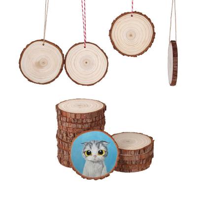 China Europe Factory Outlet 0.4~0.8in Natural Unfinished Log Slice Circle For DIY Crafts Key Chain Pendant for sale