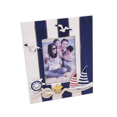 China New Family Home Decorative Decoration Wood Frame Blue And White Stripes Customized Home Decorative Frame Photo Frame for sale