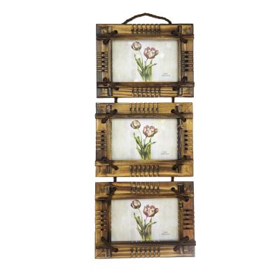 China Home decorative photo frame NEW simple and creative pastoral handmade of natural materials bamboo and pine wood photo frame for sale