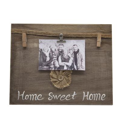 China Custom Wooden Whetstone Photo Decorative Frame DIY Logo Picture Photo Frame Retro With Clip for sale