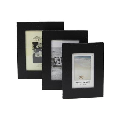 China High Quality Custom Wide Black Home Decorative Border 4x6 5x7 6x8 Wooden Photo Picture Picture Frame With Glitter Powder for sale