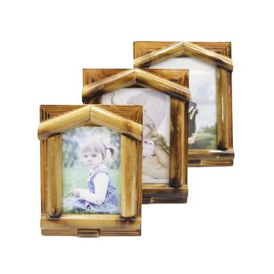 China Creative Handmade Natural Bamboo Root Picture Display Stand Rack Photo Frame Home Decorative New Design for sale