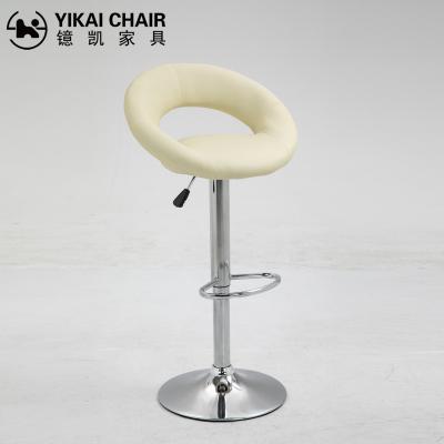 China Leather Padded Low Back Beige Modern E-commercial Seat Silla De Bar Swivel Bar Stool for sale