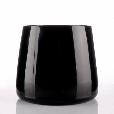 China Luxury Black Empty Soy Candle Unique Shaped Glass Jars Wholesale Home Decoration BOYE New Design For Candle Making for sale